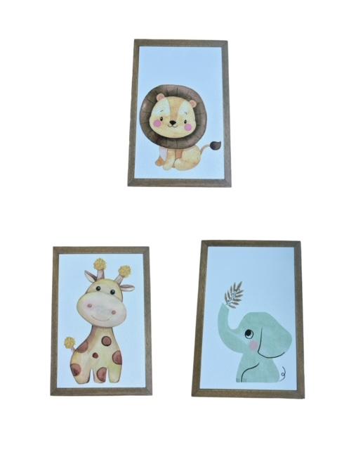 3’lü Safari Dekoratif Retro Mdf Bebek/Çocuk Odası Tablo
