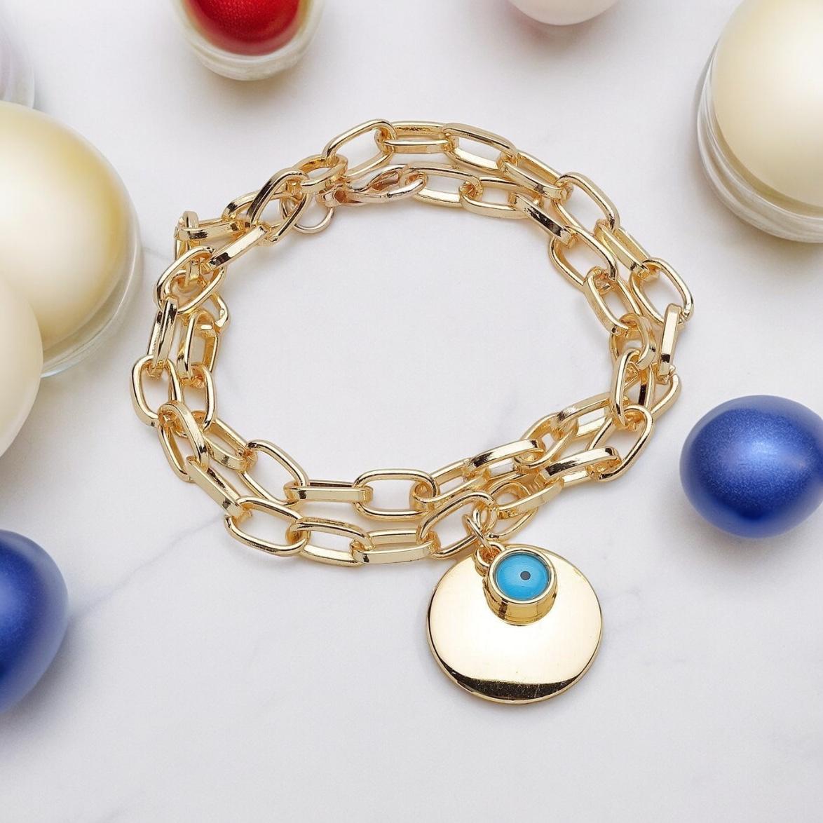 Çift Dolama Nazarlı Göz Bileklik