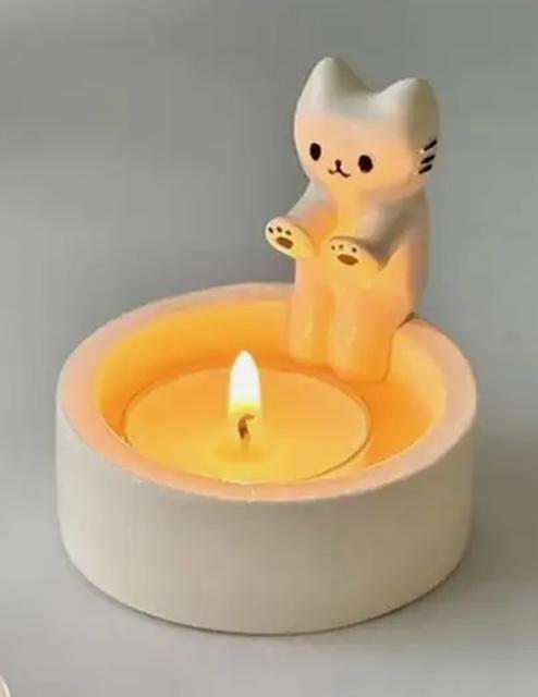 Üşüyen Kedi Tealight Mumluk