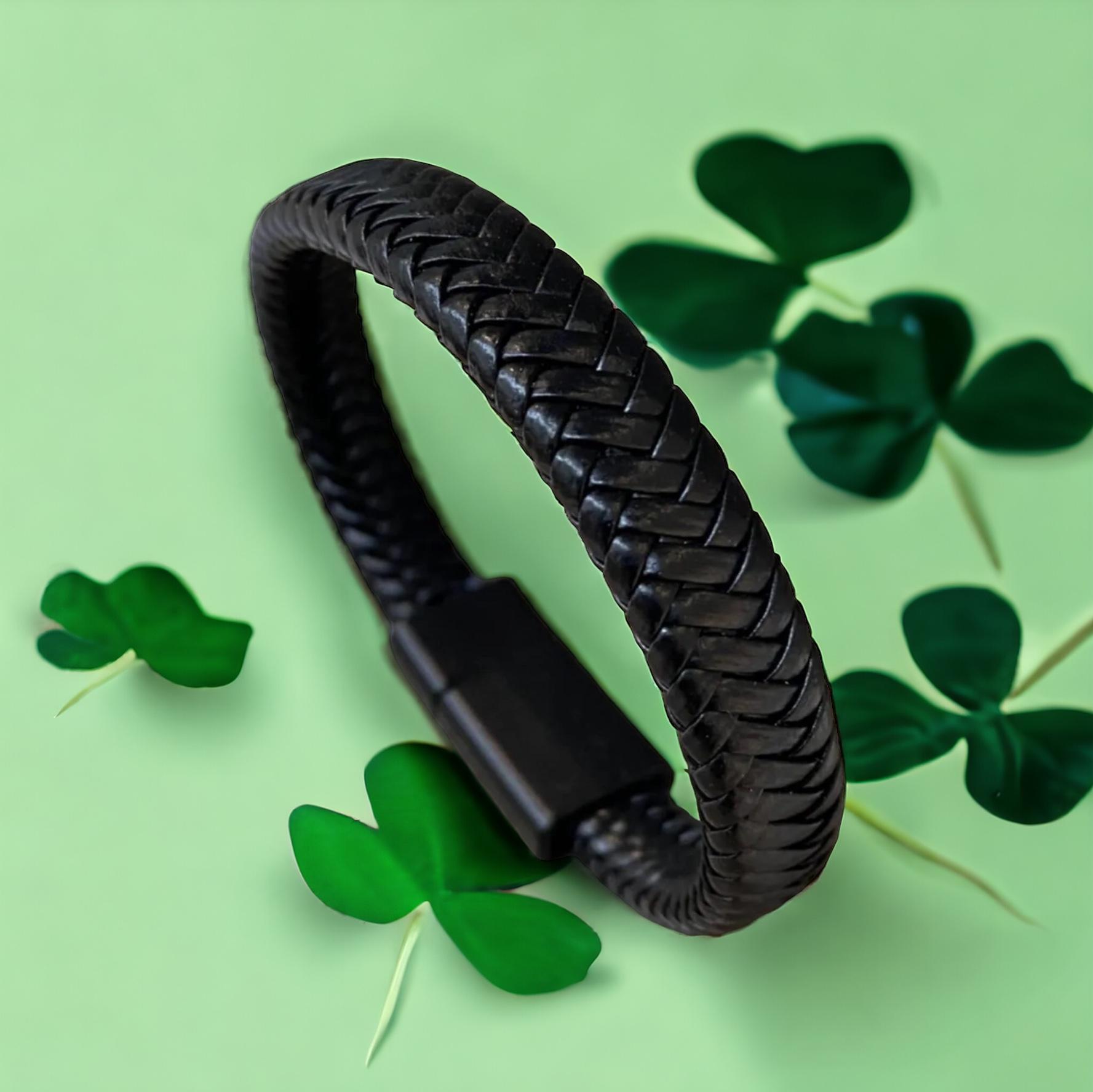 Erkek Gerçek Deri Çelik Kelepçe Bileklik