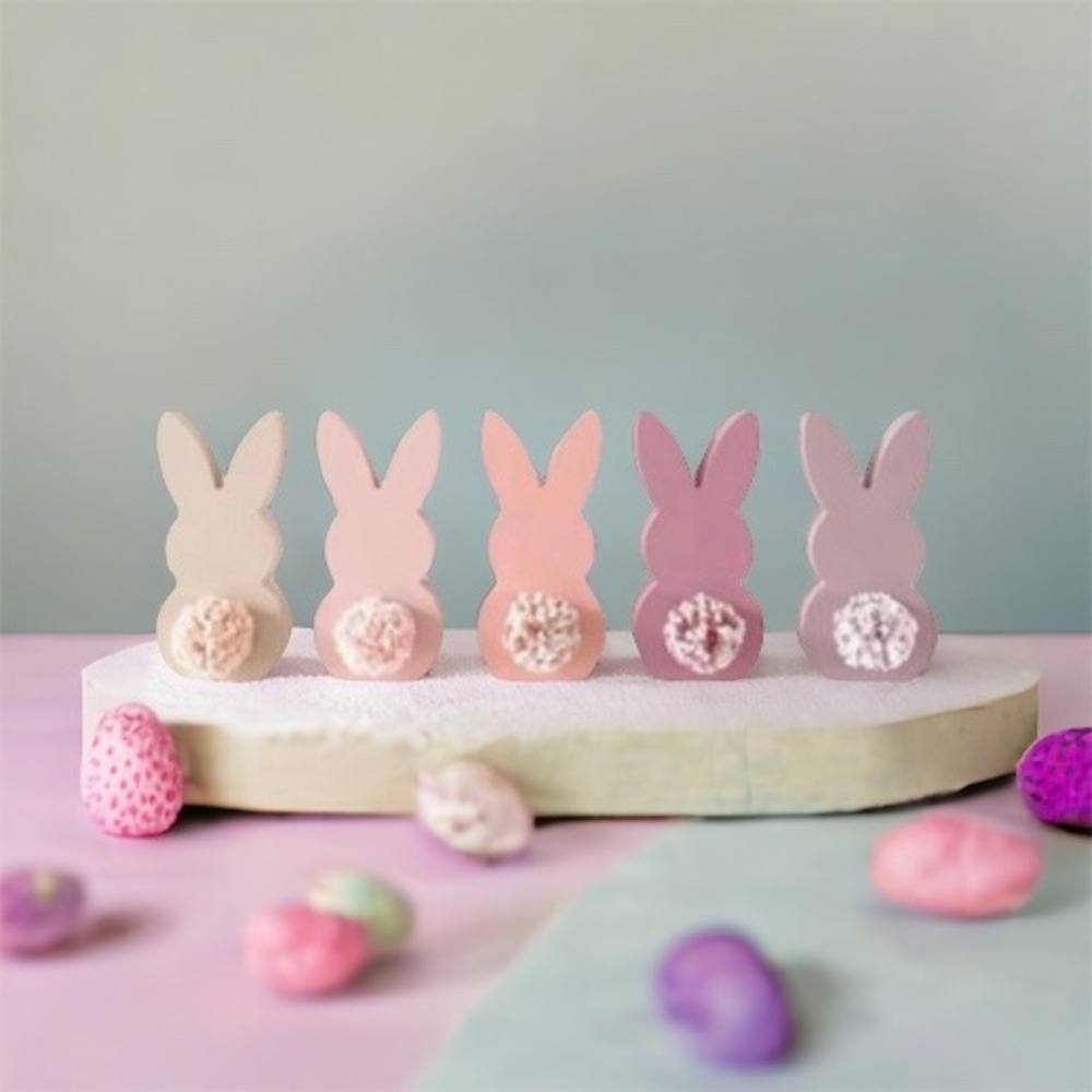 Pon Ponlu Ahşap Tavşan Dekoru