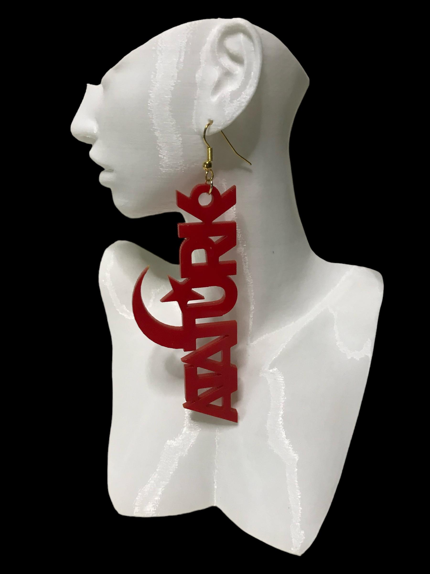 Atatürk Yazılı Küpe