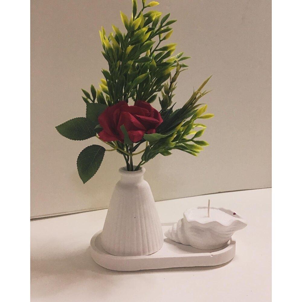 Dekoratif Vazo + İstiridye Mumluk Seti