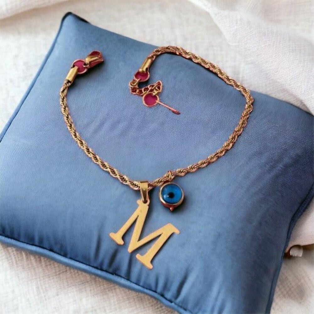 Çelik Gold Harfli Bileklik