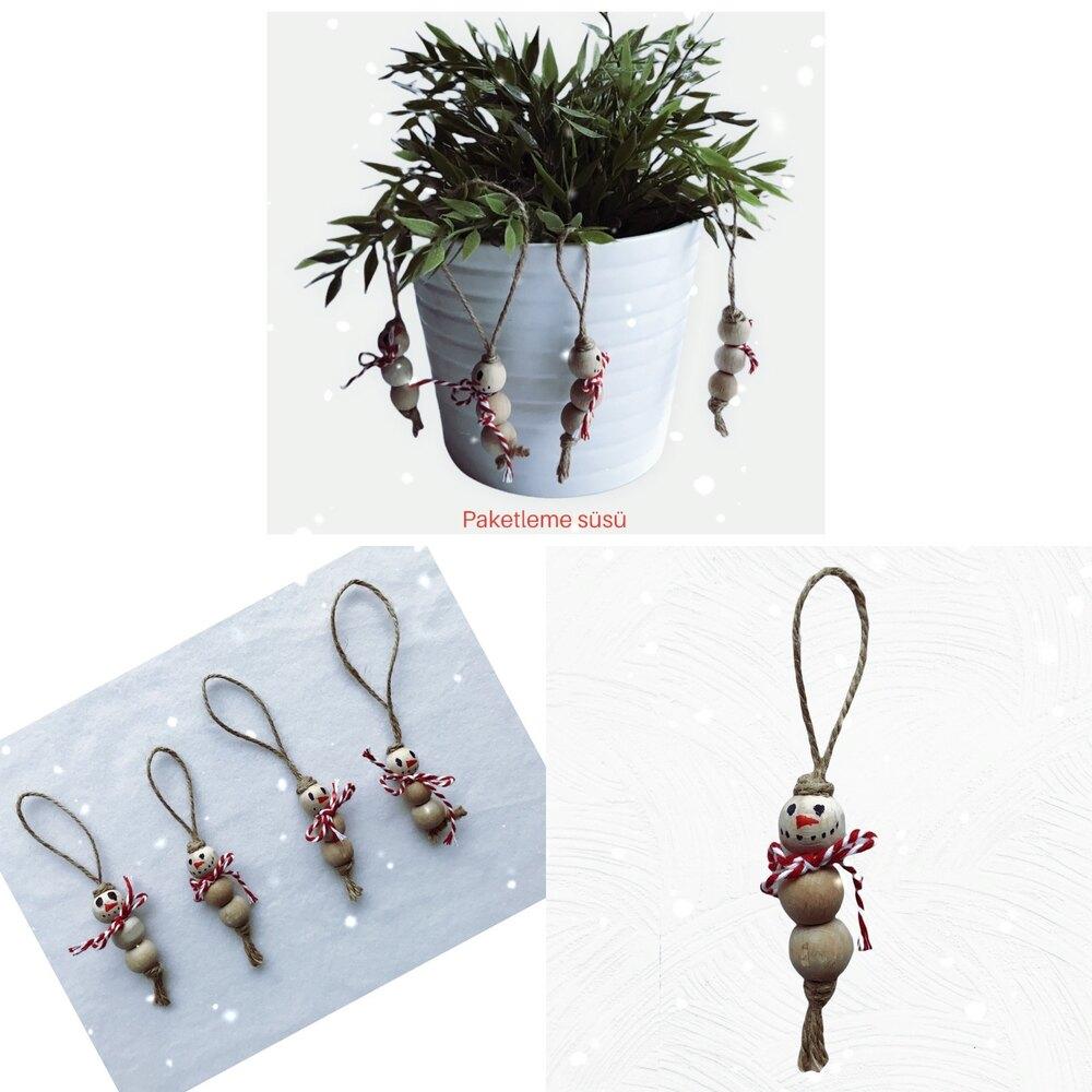 Ahşap Kardan Adam Paketleme Süsü