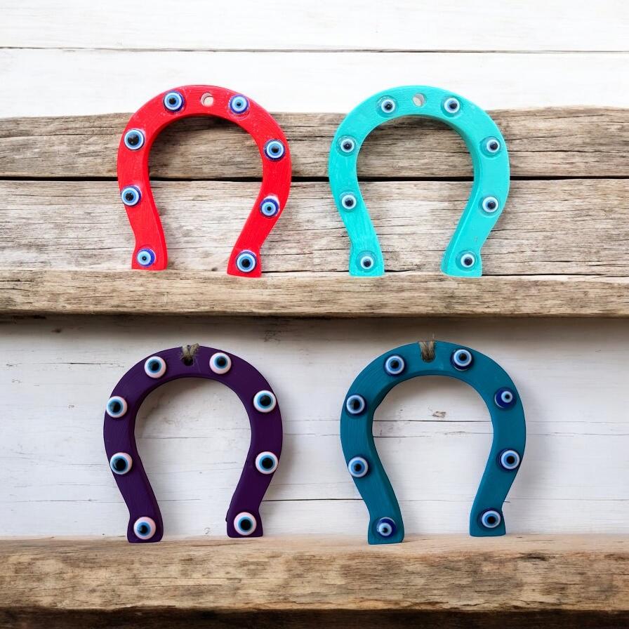 Nazar Boncuklu At Nalı Bahçe/Duvar Dekoru