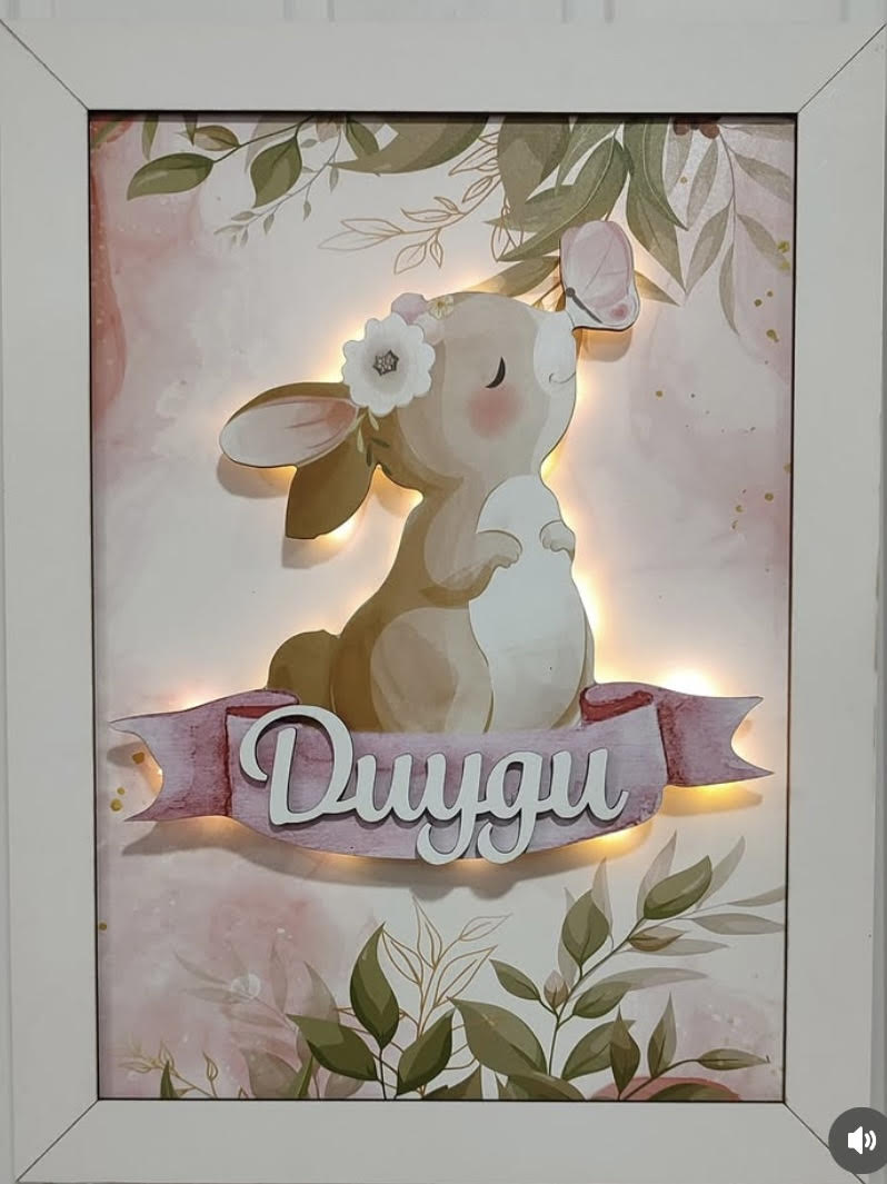 Ahşap Led Işıklı Kişiye Özel İsimlik Kapı/Duvar Süsü