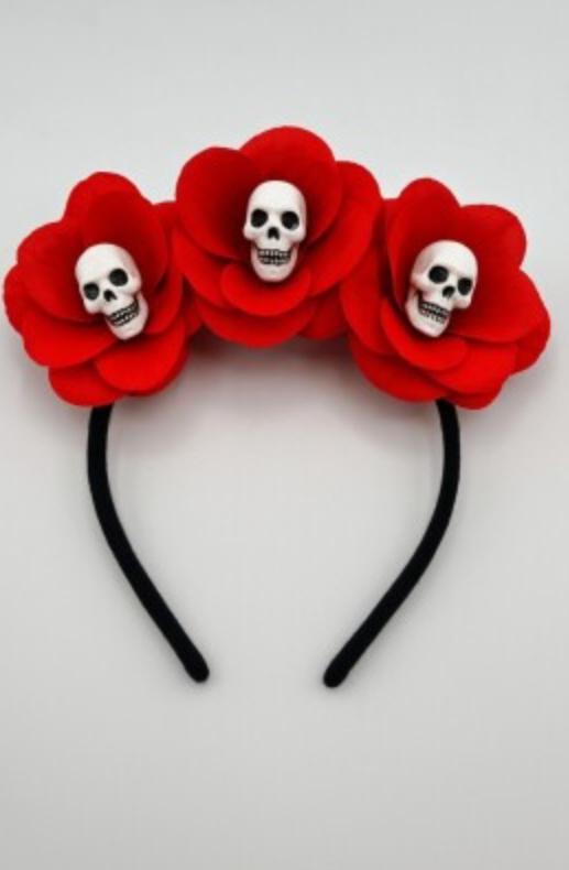 Cadılar Bayramı Gül  Ve Kafatası Taç